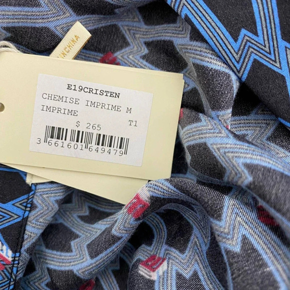 MAJE‎ Cristen Blouse Top Blue Printed Geometric - Picture 11 of 12